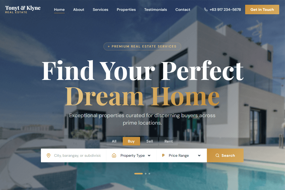 Tonyt & Klyne Real Estate website screenshot